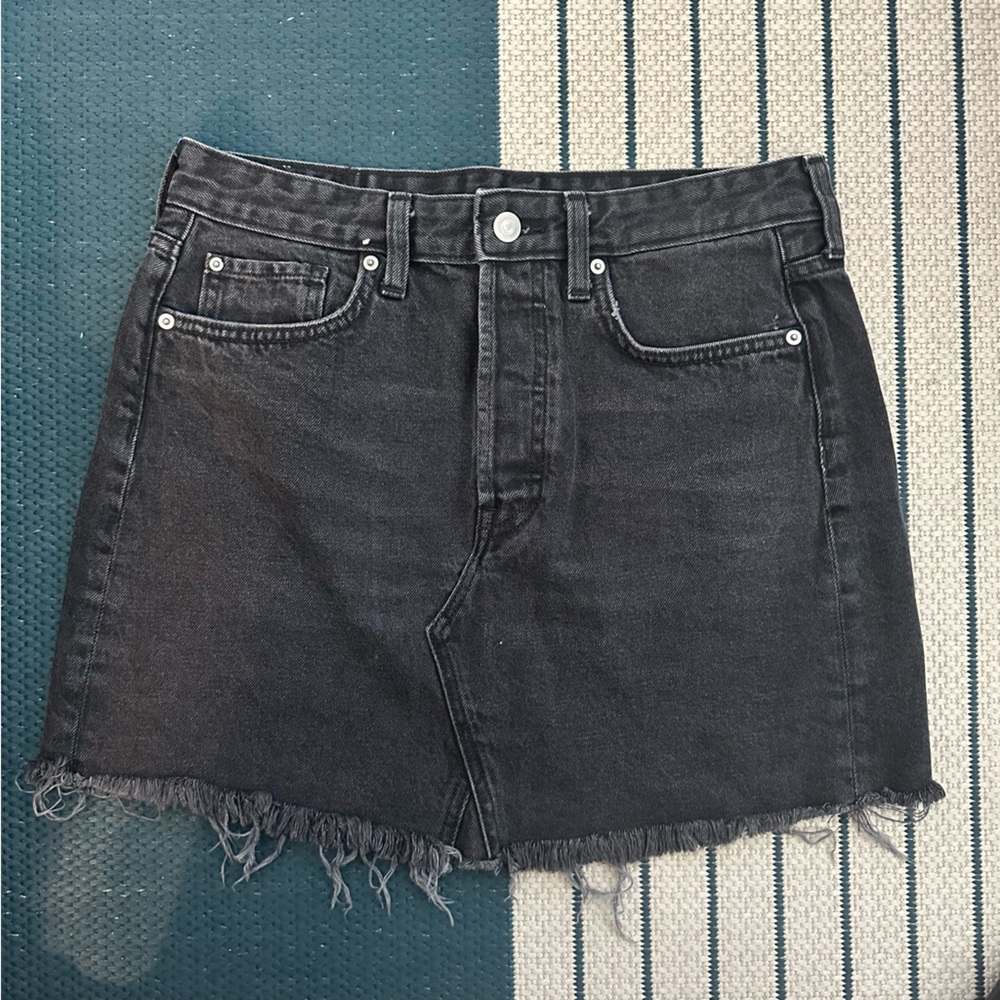 Black Denim Mini Skirt